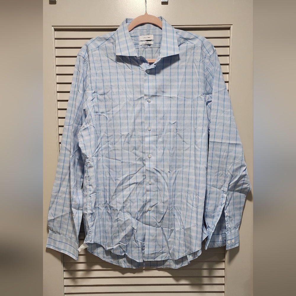 Calvin Klein Sky Blue Checkered Button Down Shirt